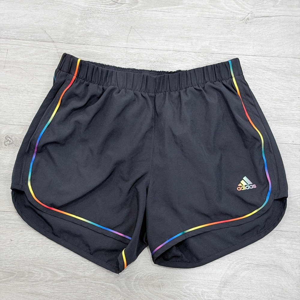 Adidas Womens Running Climacool Shorts Black Rainbow Trim XS 4 athletic Pride